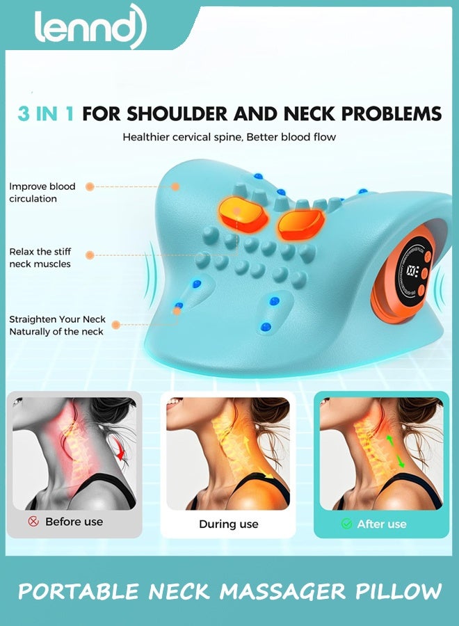 LENND 2025 Rechargeable Portable Neck Massager Pillow3-in-1 Shiatsu Neck & Back Massager with Remote Control - Heat/Vibration/Deep Tissue Modes, Portable for Car/Office/Home, USB-C Rechargeable ﻿ - Image 5