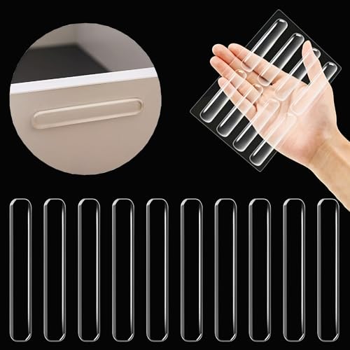 VIVUE Silicon Wall Protector, 10Pcs Transparent 2.24 inch Strip Door Handle Bumper Soft Wall Protector Self Adhesive Door Knob for Wall Shield Guard Sliding Clear Door Bumpers Stopper Silencer (Strips) - Image 1
