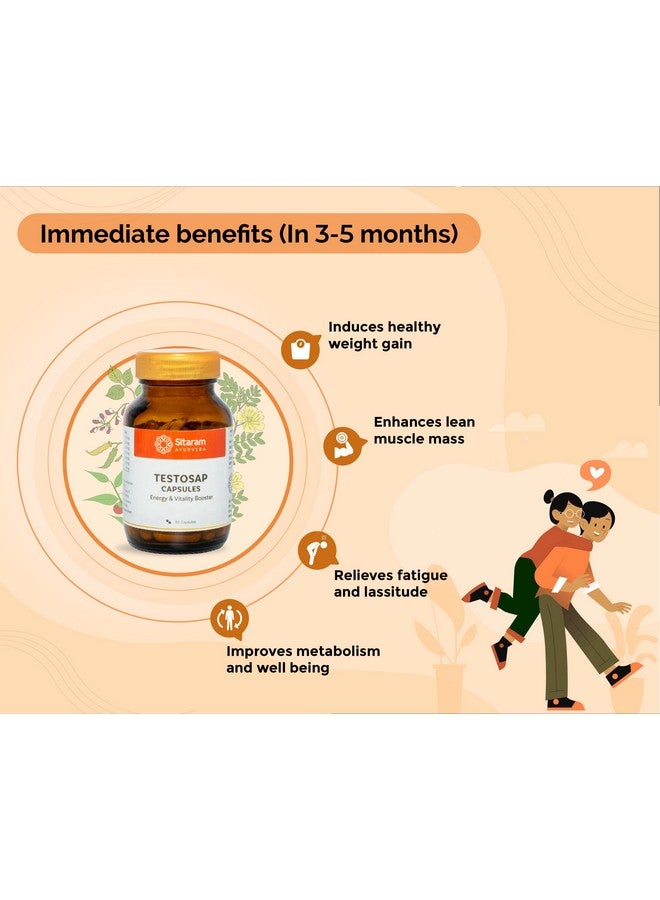 SITARAM Sitaram Ayurveda Testosap Capsule 60 Nos | Kerala Ayurvedic Natural Testosterone Booster for Men with Aswagandha, Musli, Gokshura, Shilajit & Kapikacchu  - Image 3