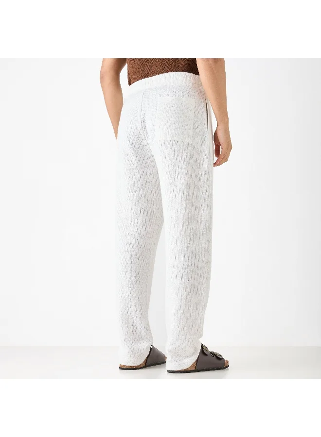 Iconic Iconic Regular Fit Textured Trousers with Pockets