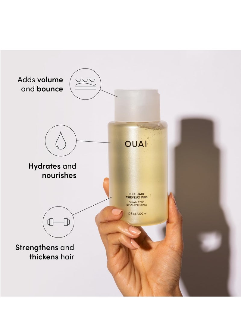 OUAI Fine Shampoo - Volumizing Shampoo with Strengthening Keratin, Biotin & Chia Seed Oil for Fine Hair - Delivers Clean, Weightless Body - Paraben, Phthalate & Sulfate Free Hair Care - 10 fl oz - Image 2