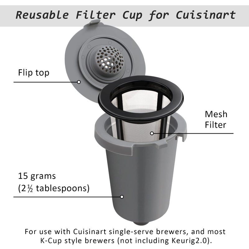 FIRJOY Reusable Filter Cup For Cuisinart  Gray (2 Pack) - Image 2