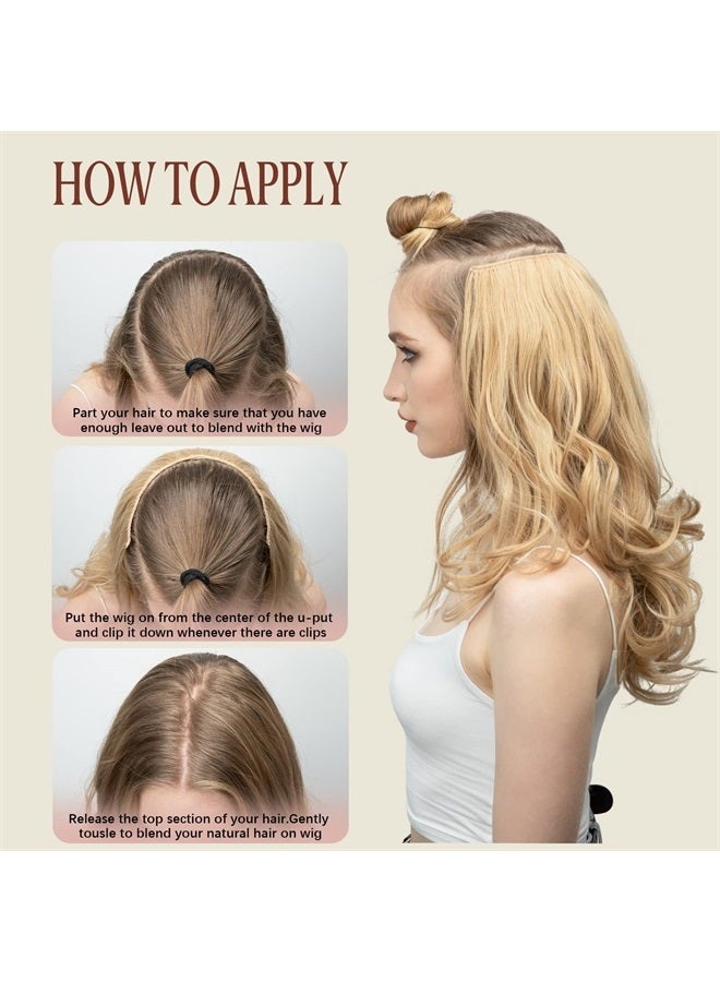 SARLA إضافات شعر صناعية سوداء قابلة للتثبيت على شكل حرف U، طويلة ومجعدة، قطعة شعر كاملة بطول 24 إنش للنساء - Image 5