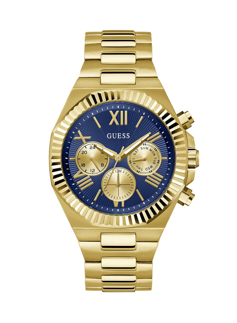 GUESS Men’s Quartz Gold Stainless Steel Blue Dial Watch GW0703G6 - 44mm - Image 1