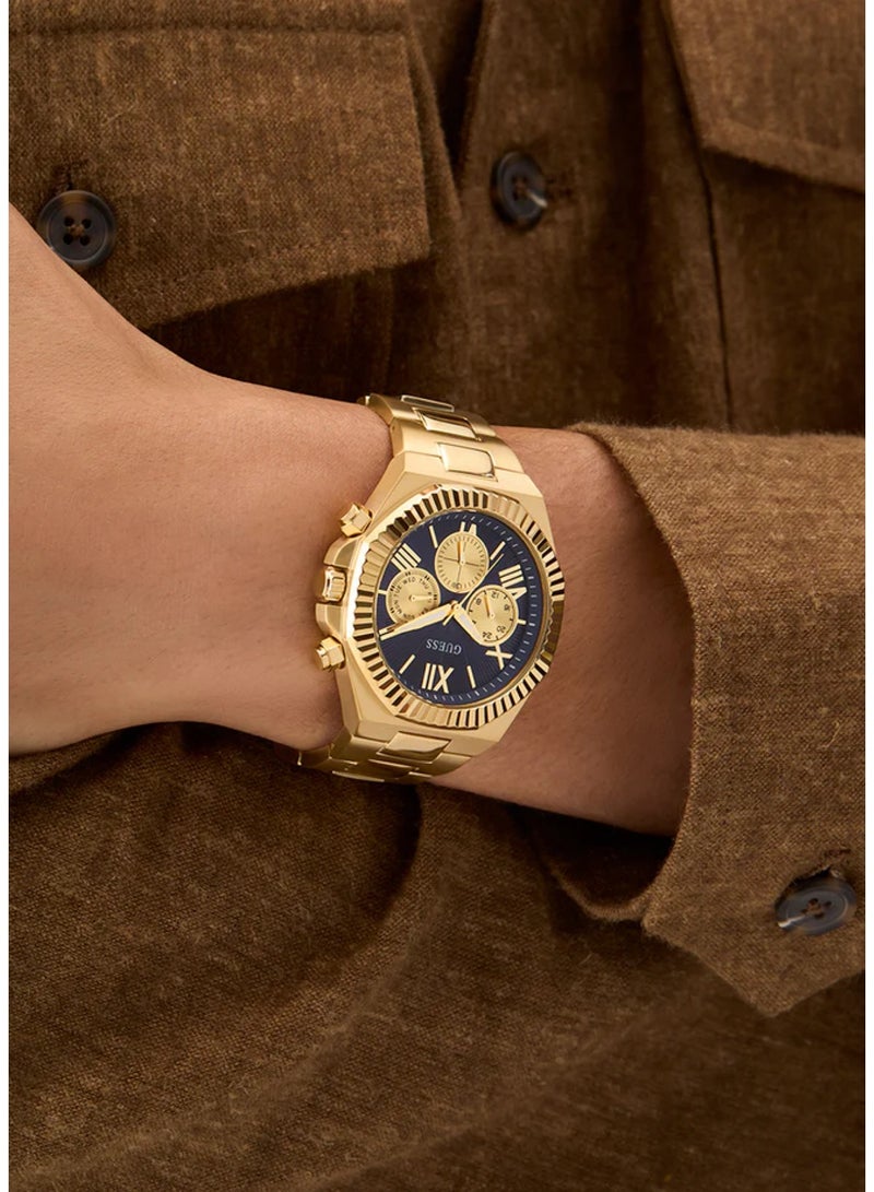 GUESS Men’s Quartz Gold Stainless Steel Blue Dial Watch GW0703G6 - 44mm - Image 5