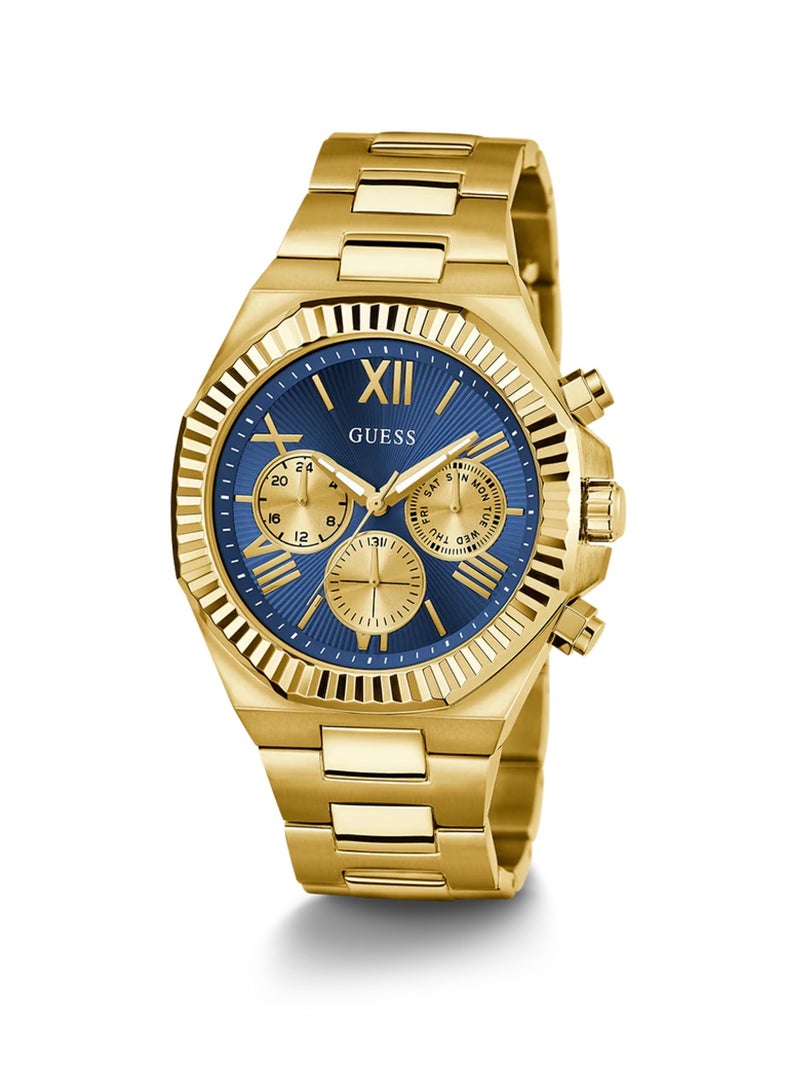 GUESS Men’s Quartz Gold Stainless Steel Blue Dial Watch GW0703G6 - 44mm - Image 4