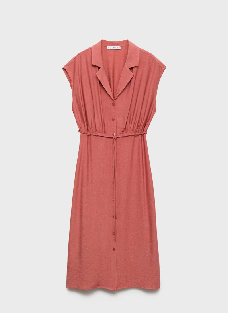 MANGO Coral Button-Up Dress