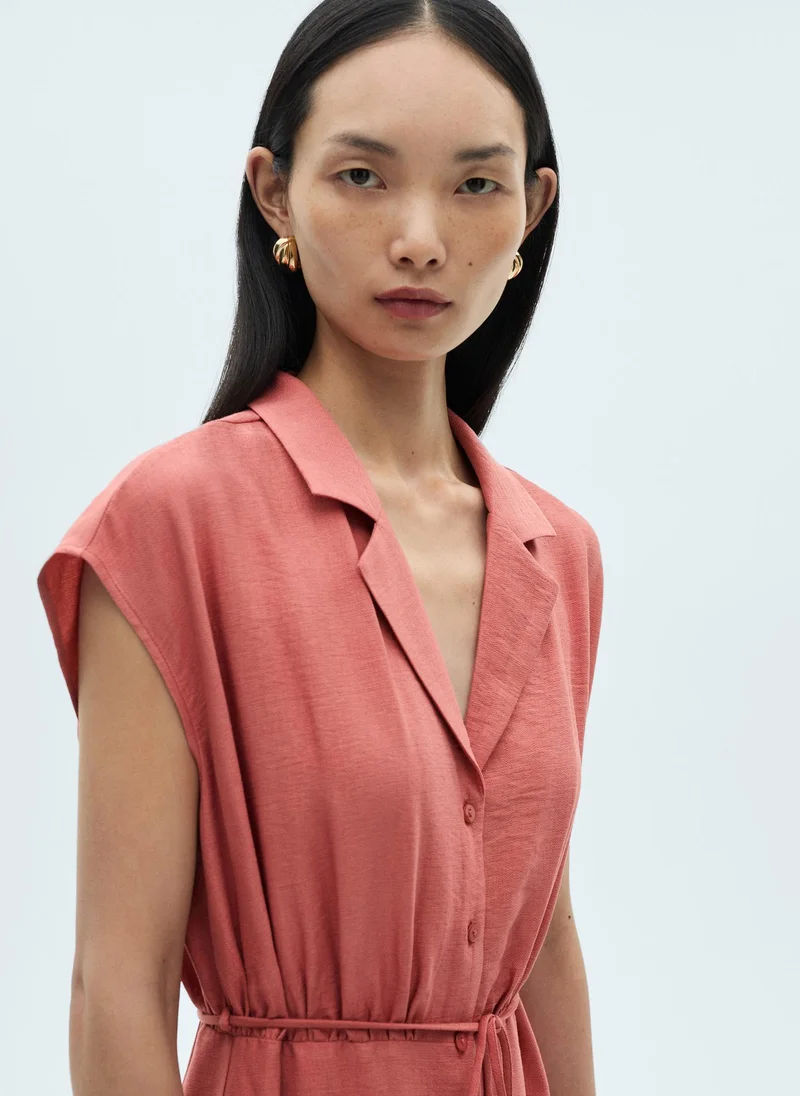 MANGO Coral Button-Up Dress