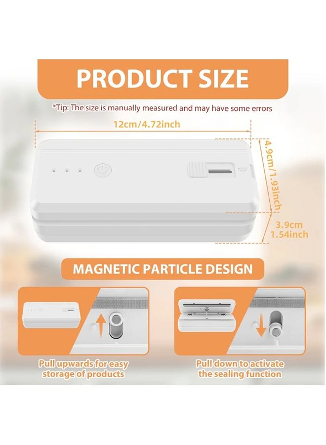 White Portable Sealing Machine 1300mAh USB Food Bag Sealer Recloser Fresh Keep Mini Kitchen Gift - Image 5