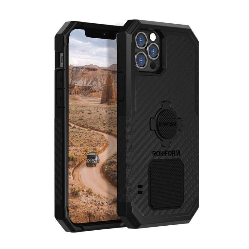 Rokform  iPhone 12 Case iPhone 12 Pro Case Rugged Series Magnetic Protective Apple Gear iPhone Cover with RokLock Twist Lock Dual Magnet Drop Tested Armor Black