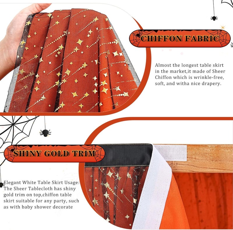 QueenDream Tulle Table Skirts Black Orange Halloween Tutu Table Cloth 9ft with LED for Round Rectangle Tables Banquet Birthday Party Graduation - Image 5