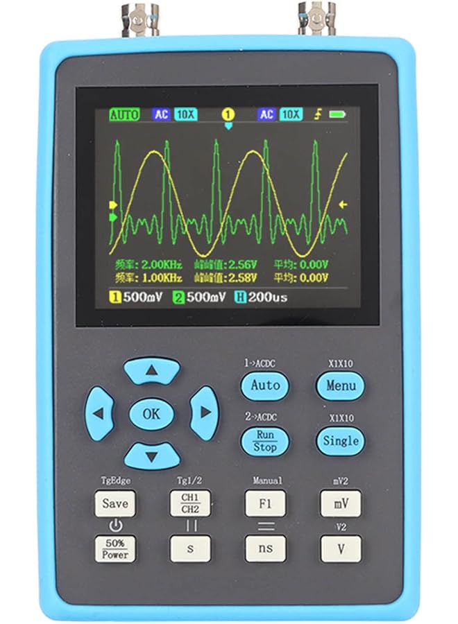 PROMASS promass Handheld Oscilloscope, 2 Channel 120MHz Bandwidth, 2.8in LCD Display, 3 Scan Modes, 14 Measurements  - Image 1