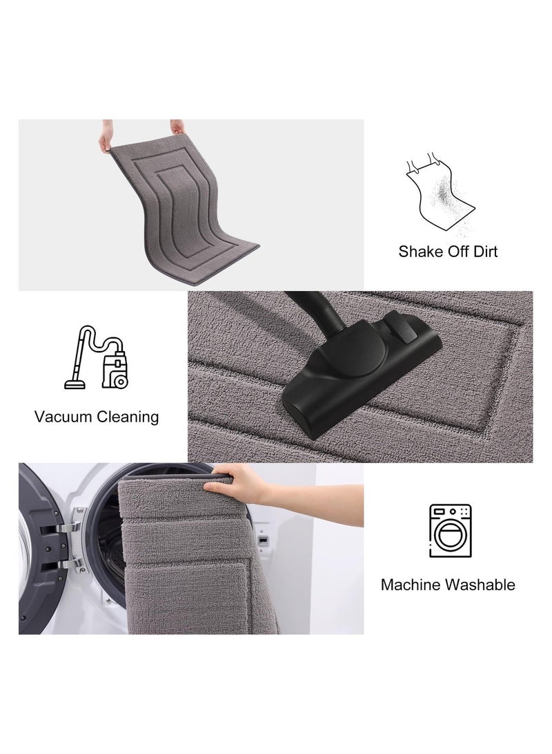 XICEN Door Mats Indoor Outdoor with Rubber Anti-Slip Footpads,Machine Washable Fast Drying Runne for Kitchen Bathroom,Front Door, Yard, Corridor, Office(Grey-50cm*80cm ) - Image 4
