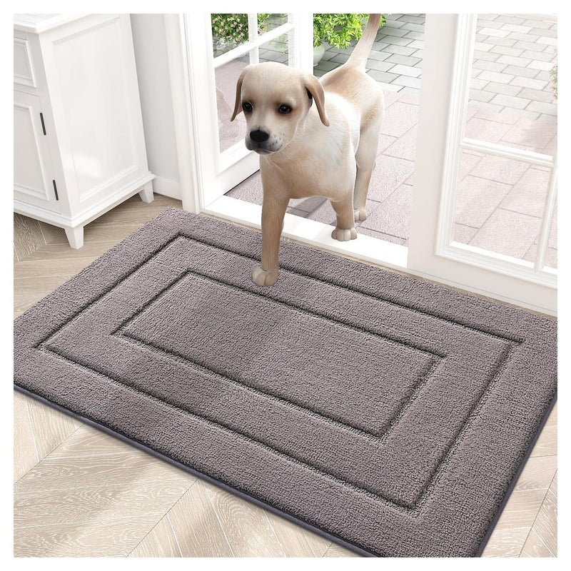 XICEN Door Mats Indoor Outdoor with Rubber Anti-Slip Footpads,Machine Washable Fast Drying Runne for Kitchen Bathroom,Front Door, Yard, Corridor, Office(Grey-50cm*80cm ) - Image 2