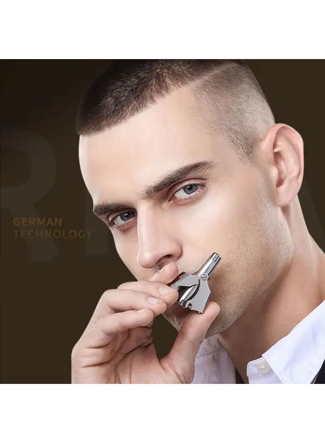 1pc Stainless Steel Manual Nose Hair Trimmer Semi Automatic Gentle Nose Hair Removal Scissors Personal Cleaning Tool Safe Full Body Wash Light Beige - Image 1
