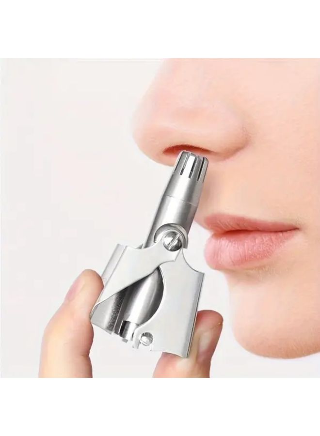 1pc Stainless Steel Manual Nose Hair Trimmer Semi Automatic Gentle Nose Hair Removal Scissors Personal Cleaning Tool Safe Full Body Wash Light Beige - Image 5