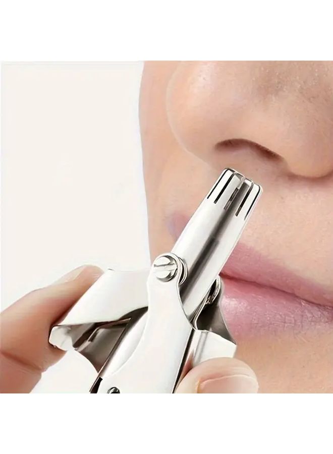 1pc Stainless Steel Manual Nose Hair Trimmer Semi Automatic Gentle Nose Hair Removal Scissors Personal Cleaning Tool Safe Full Body Wash Light Beige - Image 3
