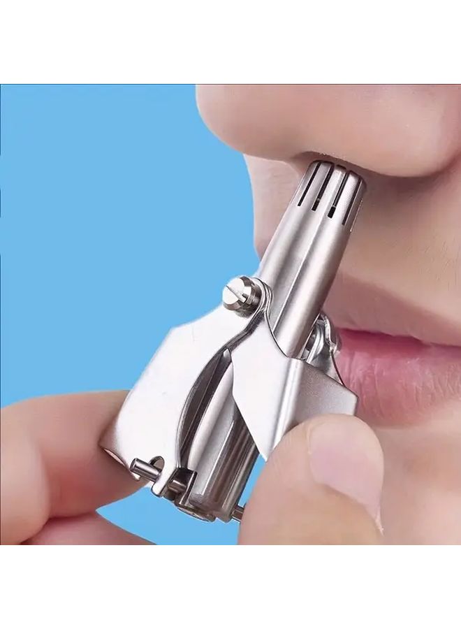 1pc Stainless Steel Manual Nose Hair Trimmer Semi Automatic Gentle Nose Hair Removal Scissors Personal Cleaning Tool Safe Full Body Wash Light Beige - Image 2