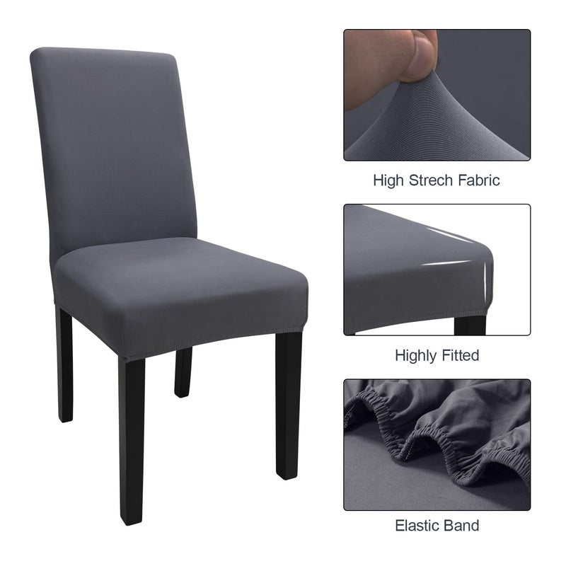 Keyroal Dining Room Chair Covers Set of 6  Stretch Solid Color Parsons Chair Slipcovers Spandex Removable Washable Kitchen Chair Protector Cover for Dining Room  Hotel  Ceremony(Grey) - Image 4