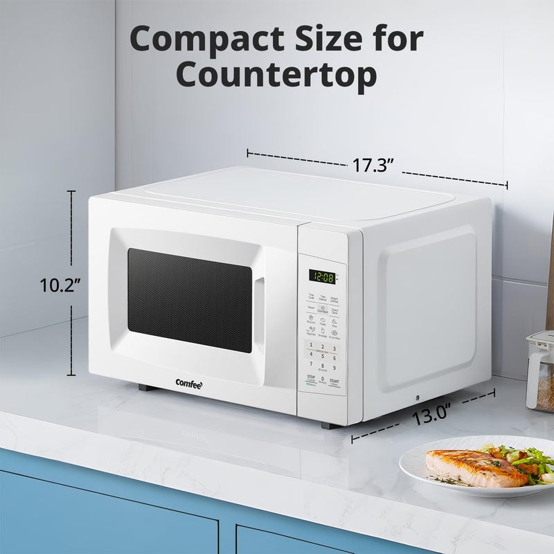 COMFEE' EM720CPL-PM Countertop Microwave Oven with Sound On/Off, ECO Mode and Easy One-Touch Buttons, 0.7 Cu Ft/700W, Pearl White - Image 5