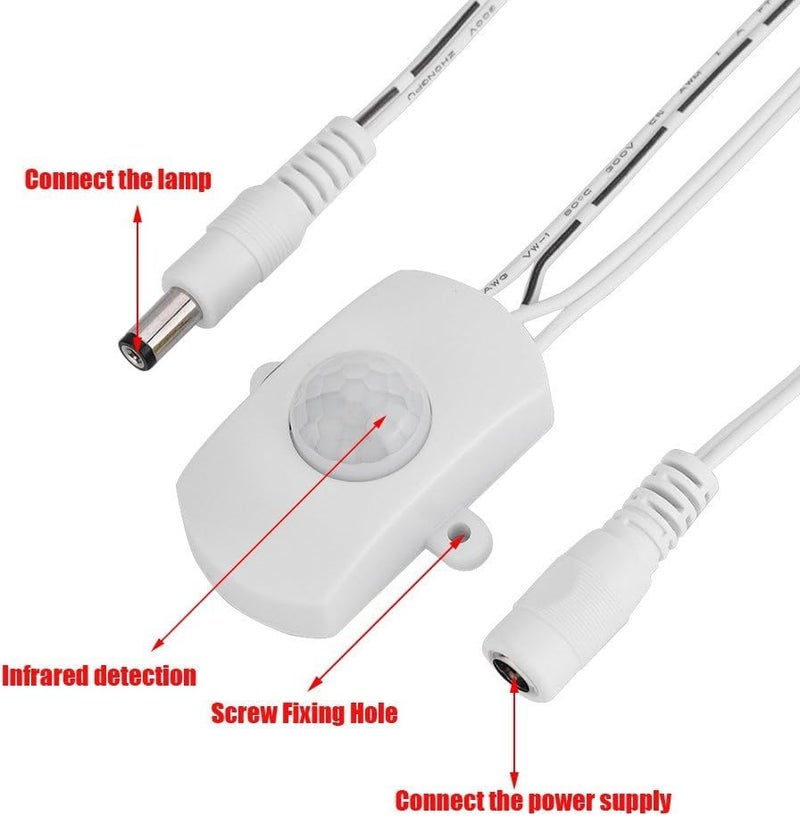 REES52 مفتاح لمستشعر الحركة LED لمصباح LED شريط الطاقة 5A DC 6-24V Mini PIR مستشعر الأشعة تحت الحمراء لمفتاح الكشف عن الحركة LED شريط مفتاح تلقائي (أبيض) - Image 3