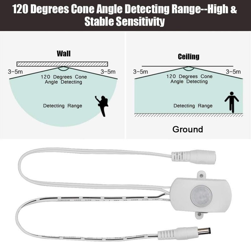 REES52 مفتاح لمستشعر الحركة LED لمصباح LED شريط الطاقة 5A DC 6-24V Mini PIR مستشعر الأشعة تحت الحمراء لمفتاح الكشف عن الحركة LED شريط مفتاح تلقائي (أبيض) - Image 4