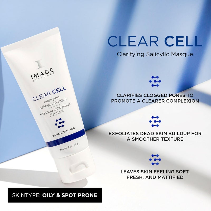 IMAGE Skincare, CLEAR CELL Clarifying Salicylic Masque, Exfoliating Kaolin Clay Facial Mask with Mattifying Effect, Targets Acne Prone Skin, 2oz - Image 2