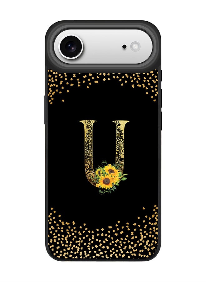 Stylizedd iPhone Air Case, [Compatible with MagSafe] Slim Magnetic cover Phone Case iPhone Air -Custom Floral Monogram - U ( Black ) - Image 1