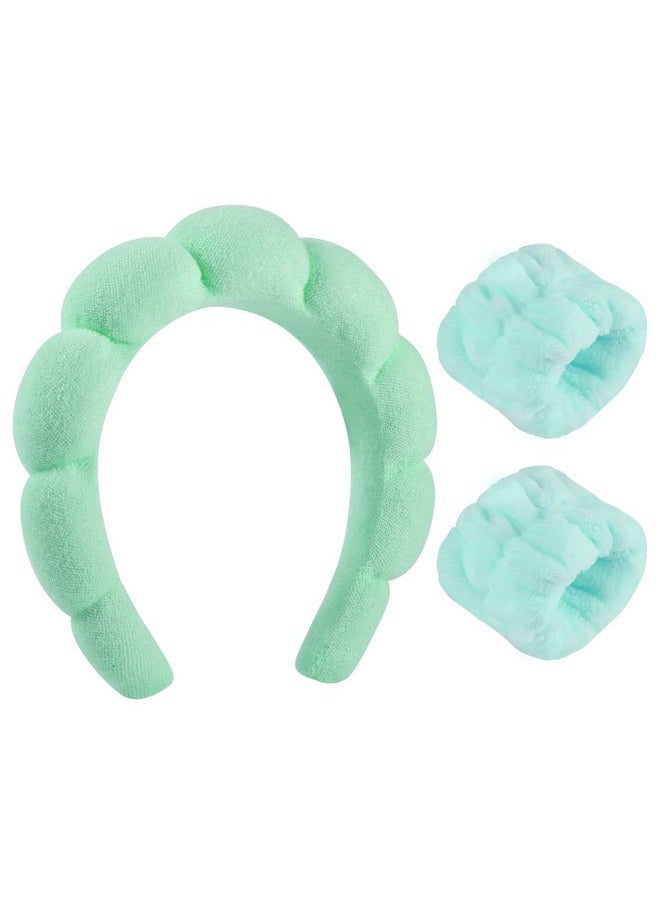 Sponge Spa Headband For Women Green Makeup Headband And Wrist Washband Set For Face Washing Skincare Shower Makeup Removal - pzsku/Z13FAB60A99D3477B29F4Z/45/_/1718616501/dbccd88a-a5bd-450d-8783-0e269ea7a48f