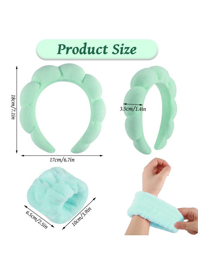 Sponge Spa Headband For Women Green Makeup Headband And Wrist Washband Set For Face Washing Skincare Shower Makeup Removal - pzsku/Z13FAB60A99D3477B29F4Z/45/_/1718616501/eecc4826-33ba-4366-adb2-ea493d22b7e9