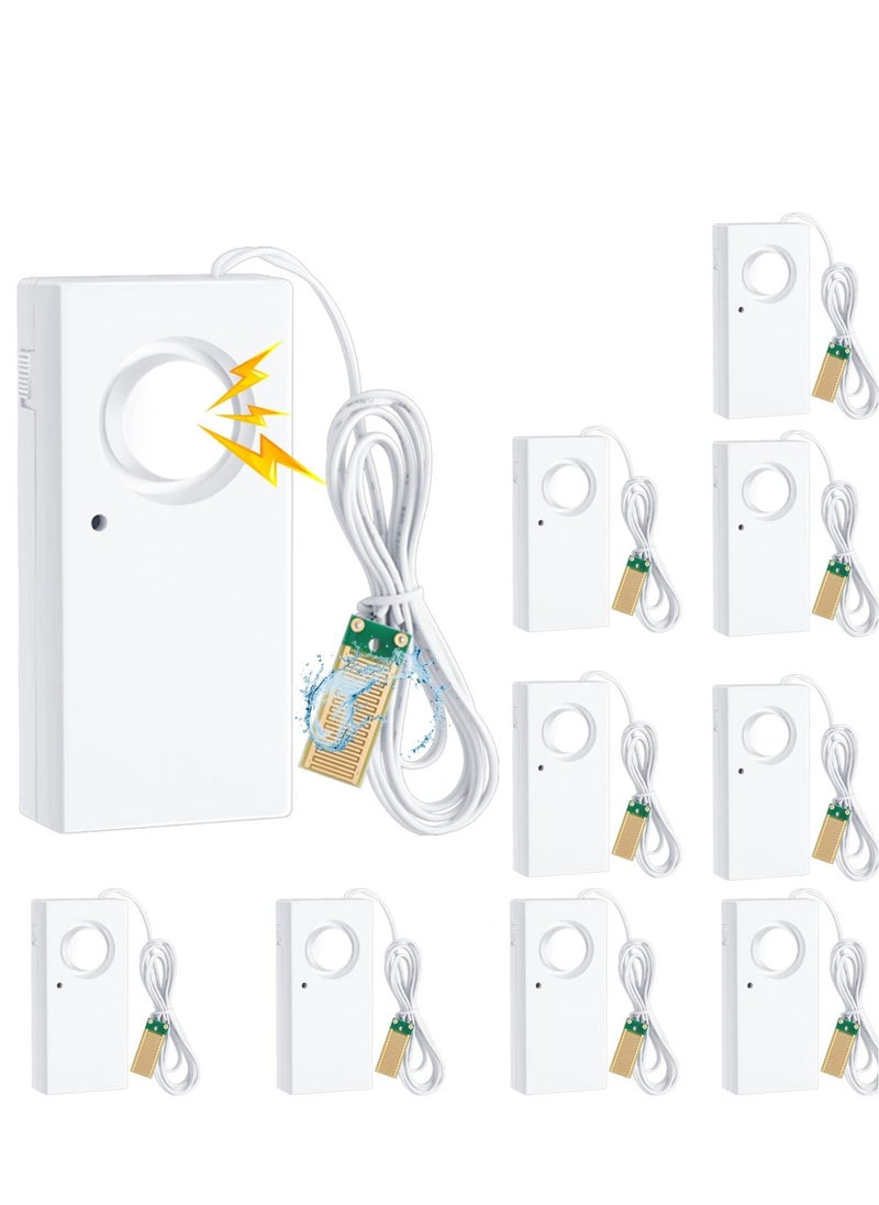 SYOSI - 10 Pcs Water Leak Detector, 120dB Loud Siren, Powered by 9V Battery (not Include), Sensor Alarm for Kitchen Basement Water Heater(White) - Image 1