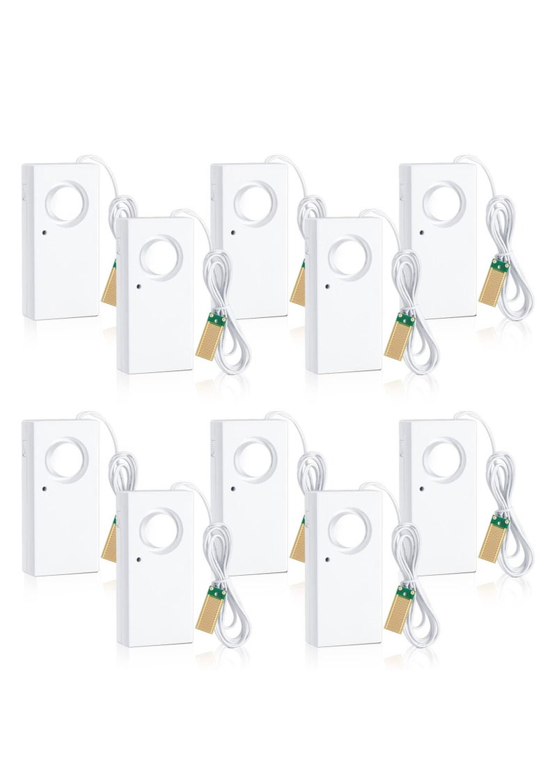 SYOSI - 10 Pcs Water Leak Detector, 120dB Loud Siren, Powered by 9V Battery (not Include), Sensor Alarm for Kitchen Basement Water Heater(White) - Image 1