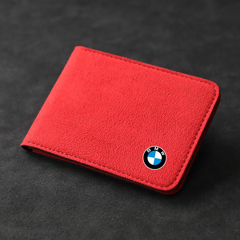 Generic BMW Suede Leather Driving License Holder BMW [Red] Suede Certificate Bag