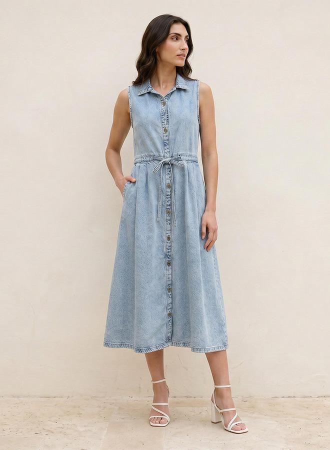 Splash FAV Denim Shirt Dress Drawstring Tie-Up - Image 1