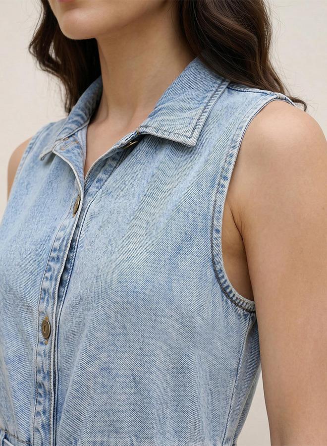 Splash FAV Denim Shirt Dress Drawstring Tie-Up - Image 4