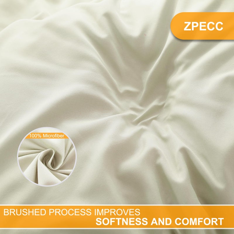 ZPECC ورق مسطح زيبك فقط بحجم كامل 6 عبوات سهل الفرز بفضل خيوط الحواف الملونة نسيج ميكروفايبر ناعم وقوي أساسي للفنادق والشقق المفروشة 81 ""x96 "" بيج - Image 2