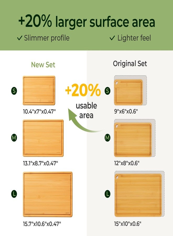 Keechee Cutting Board with Non-slip Mat, Bamboo Cutting Board for Kitchen Meal Prep & Serving - Wood Serving Board Set with Deep Juice Groove Ideal Kitchen Gifts - Image 5