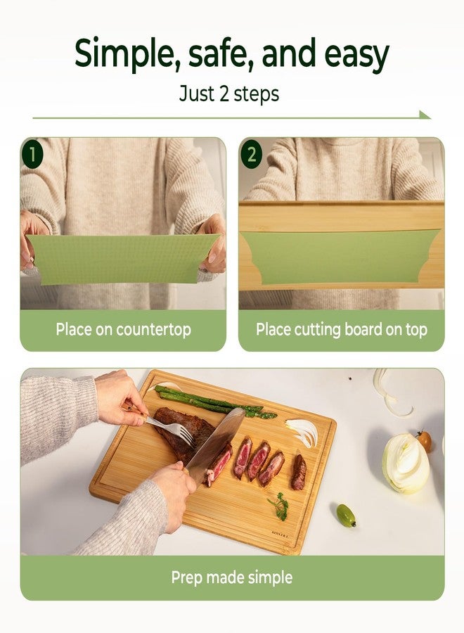 Keechee Cutting Board with Non-slip Mat, Bamboo Cutting Board for Kitchen Meal Prep & Serving - Wood Serving Board Set with Deep Juice Groove Ideal Kitchen Gifts - Image 3