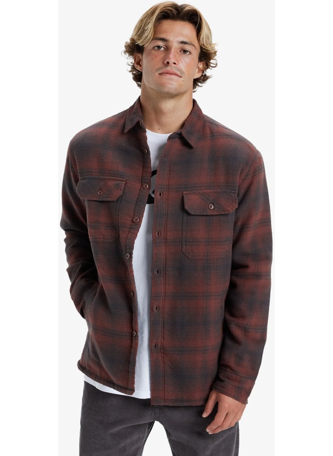 QUIKSILVER Quiksılver Venture Overshirt Sherpa Men Brown Stone Venture Os Sherpa Shirt AQYWT03364-RRZ1