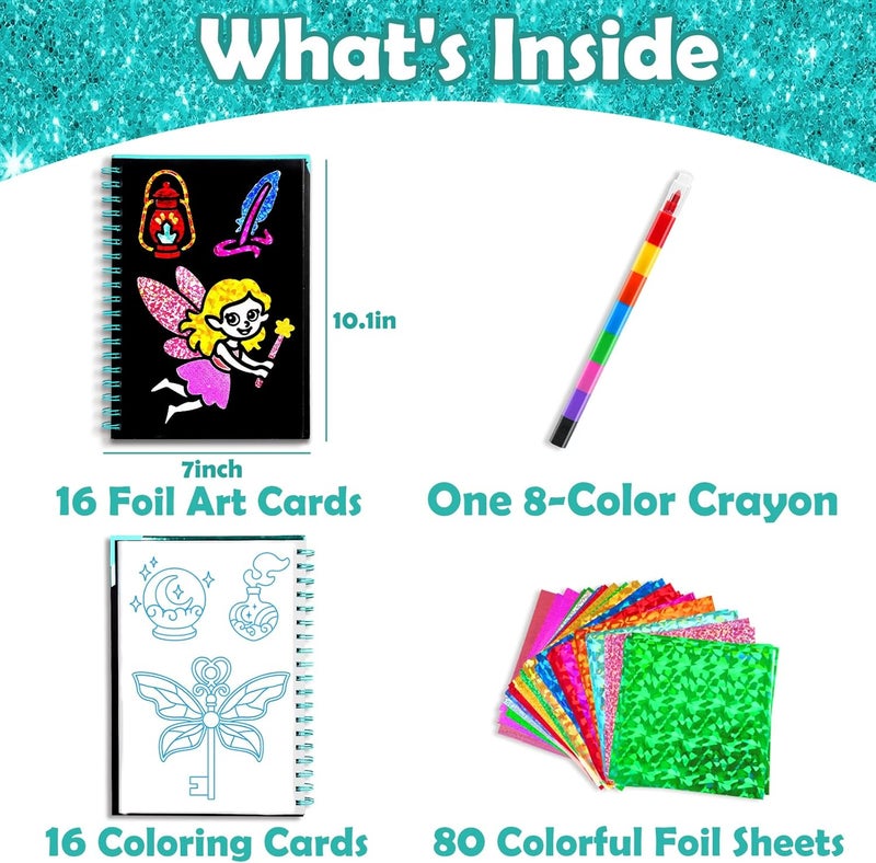 FUNNYB&G Foil Art Kit - Foil Crafts for Kids, Toys for Girls 6-10 Years Old, No Mess Travel Essentials, Kids Toys, Girls Gifts, Birthday Gift, Coloring Books for Kids - Image 5