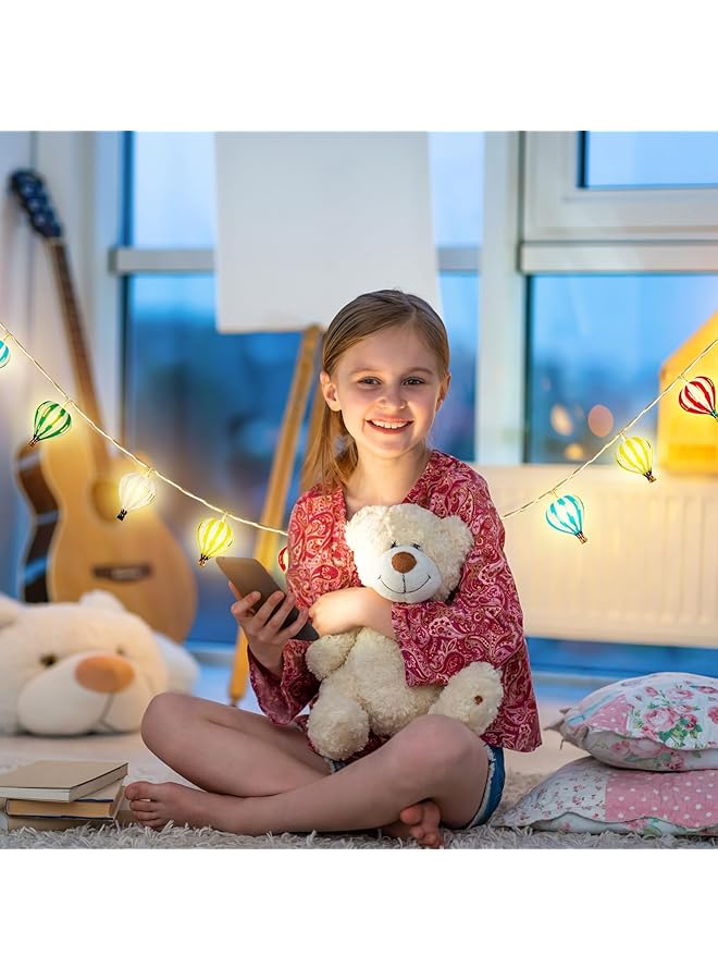 إيروريكس أضواء سلسلة من البالونات الهوائية الساخنة متعددة الألوان 20 مصباح ليد بطول 10 أقدام معلقة تعمل بالبطارية لتزيين البالونات لعيد ديوالي ورمضان وحفلات الزفاف وأعياد الميلاد والجدران والديكورات المعلقة في الغرف والحفلات - Image 3