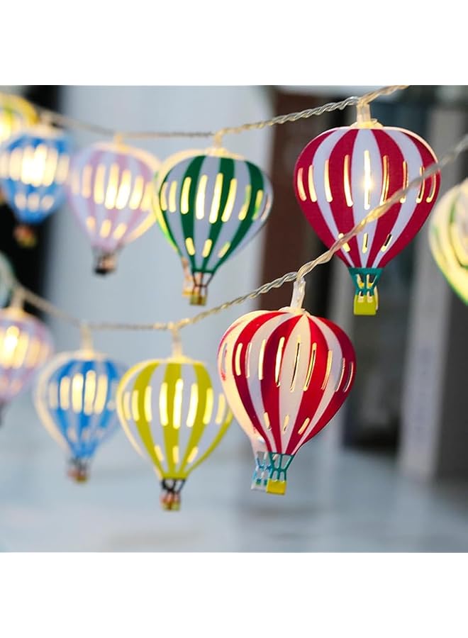 إيروريكس أضواء سلسلة من البالونات الهوائية الساخنة متعددة الألوان 20 مصباح ليد بطول 10 أقدام معلقة تعمل بالبطارية لتزيين البالونات لعيد ديوالي ورمضان وحفلات الزفاف وأعياد الميلاد والجدران والديكورات المعلقة في الغرف والحفلات - Image 1