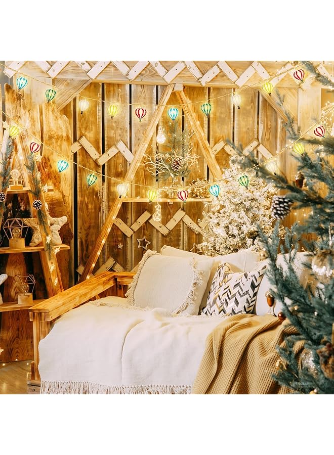 إيروريكس أضواء سلسلة من البالونات الهوائية الساخنة متعددة الألوان 20 مصباح ليد بطول 10 أقدام معلقة تعمل بالبطارية لتزيين البالونات لعيد ديوالي ورمضان وحفلات الزفاف وأعياد الميلاد والجدران والديكورات المعلقة في الغرف والحفلات - Image 2