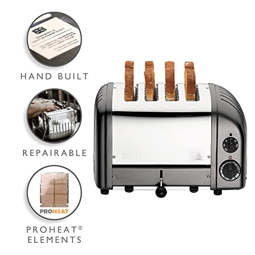 Dualit Classic 4 Slice NewGen Toaster - Stainless Steel - Hand Built in the UK - Replaceable ProHeat elements - Defrost Bread - Mechanical Timer - Charcoal Classic Toaster - Image 2