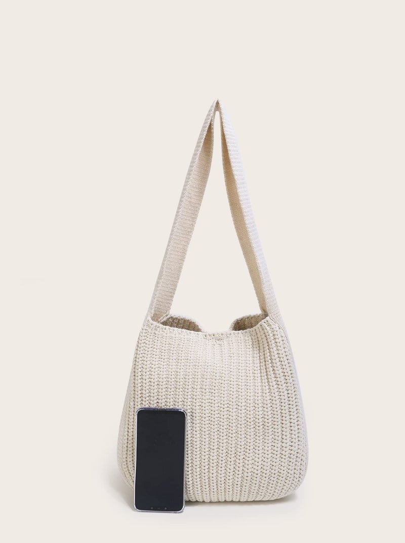 ENBEI Women's Handcrafted Crochet Tote Bag Knit Shoulder bag,All-Season Handwoven Beach Bag, Cute Eco-Friendly Handmade Tote for Shopping, Travel, Daily Use, Gift Box Packaging（White） - Image 5