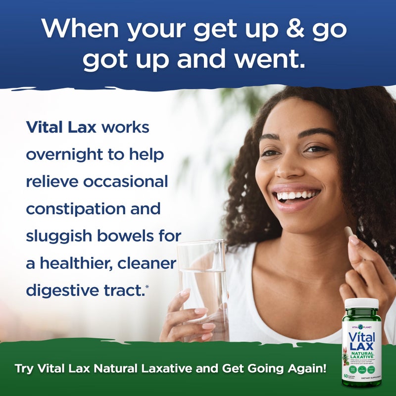 Vital Planet - Vital Lax Natural Laxative Cleanse Supplement for Occasional Constipation, with Magnesium Hydroxide, Slippery Elm, Aloe, and Triphala to Support Bowel Regularity 60 Capsules - Image 4