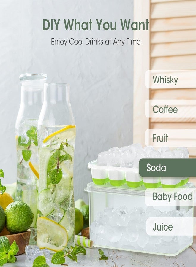DOQAUS Ice Cube Tray with Lid and Bin, Silicone Ice Cube Trays for Freezer with Ice Box, 4 Pack Ice Trays with Ice Container for Cocktails, Stackable Ice Maker with Storage Ice Bin, Ice Tong & Scoop - Image 3