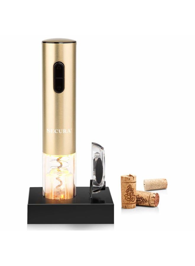 Secura Electric Wine Opener, Automatic Bottle Corkscrew Opener with Foil Cutter, Refillable (Champagne Gold) - Image 1