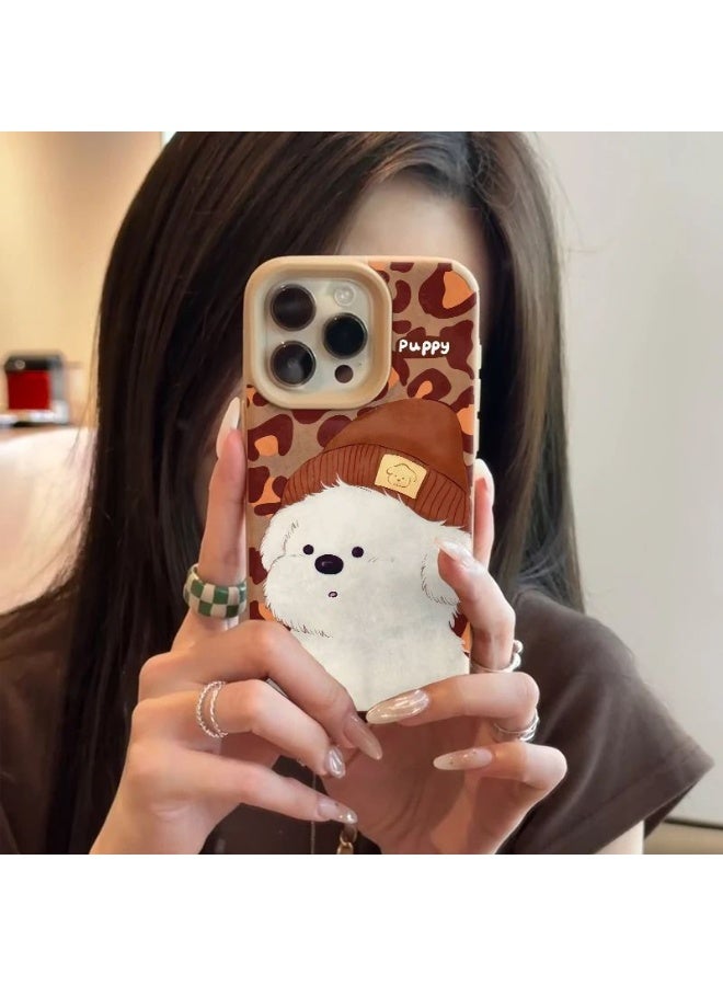 NIBEMINENT Brown Large Pore Leather Material Protective TPU Case Cover For iPhone 15 Pro Max, Brown