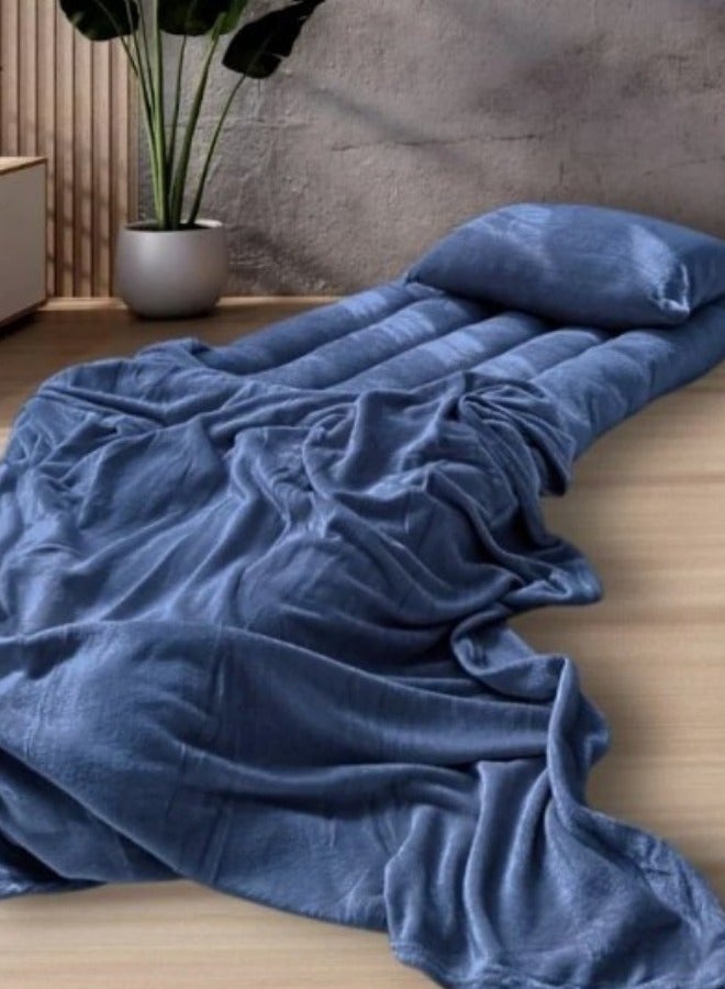 SMART HOME 4 in 1 guest package consists of a mattress, a light blanket, a pillow and an elegant bag. A soft velvet package made of high-quality materials, a single-person natural cotton mattress measuring 180*90*15cm. - Image 2